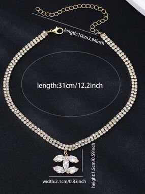 8 Other Reasons Gold Crystal Pendant Choker Necklace